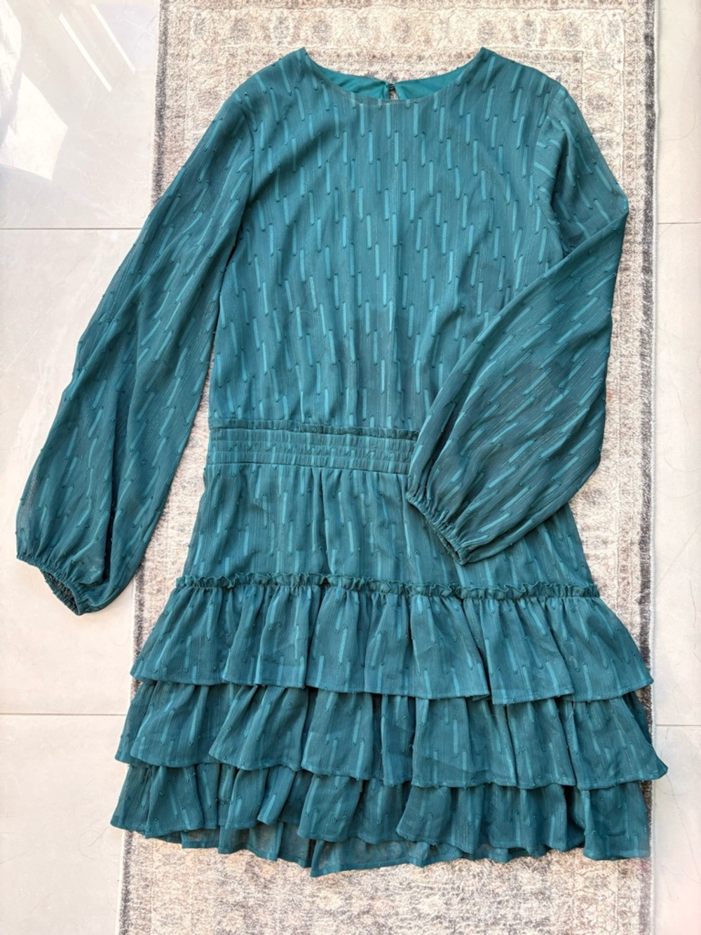Express Teal Textured Midi Dress chiffon